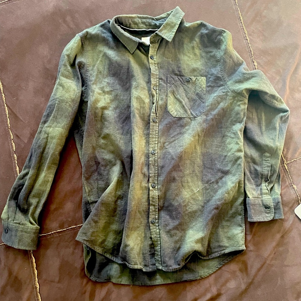utility supply co xl green plaid button up
